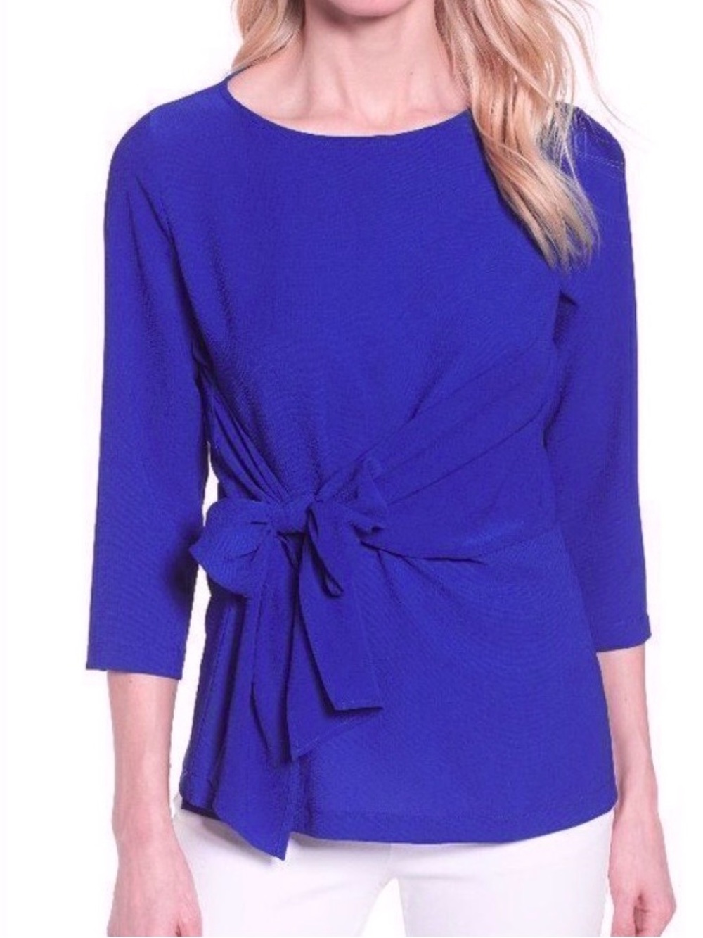Women’s Indigo Tie-Waist 3/4 Sleeve Top